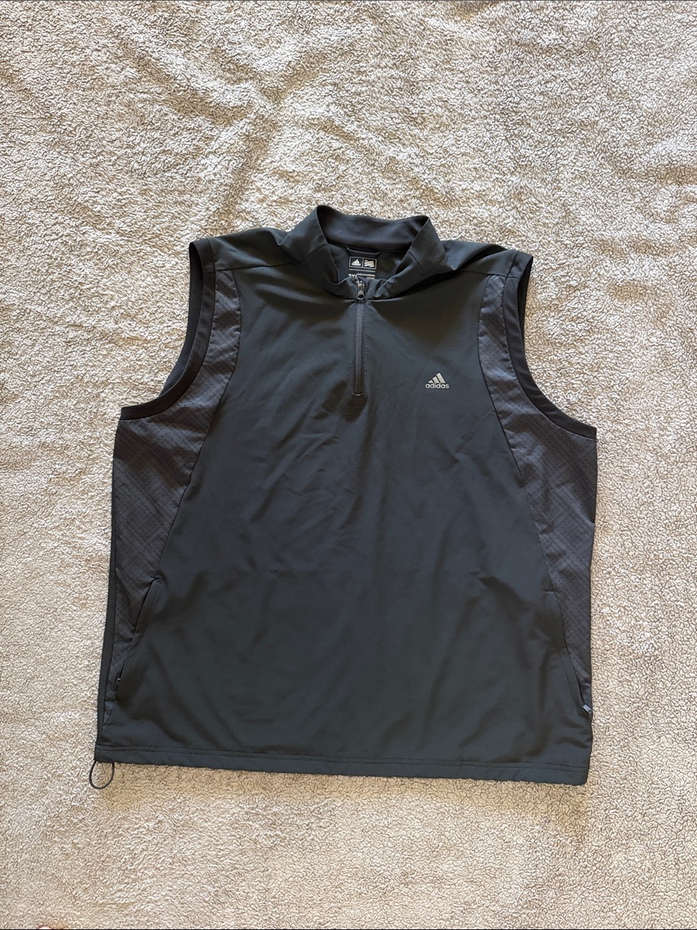 adidas Black Sleeveless Golf Vest with Quarter Zip